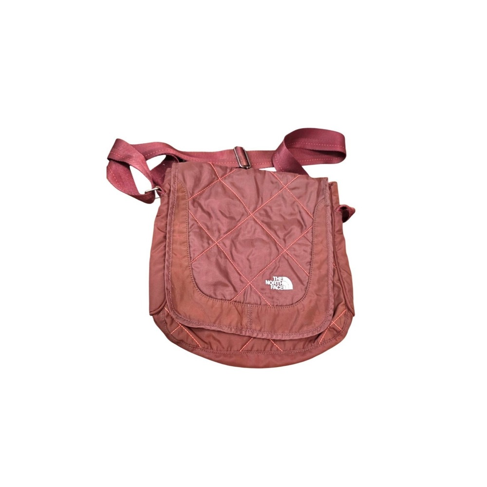 The North Face Quilted Nylon Crossbody Bag Adjustable Strap Multiple Pockets